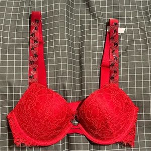 Red cherry shine strap push-up VS bra